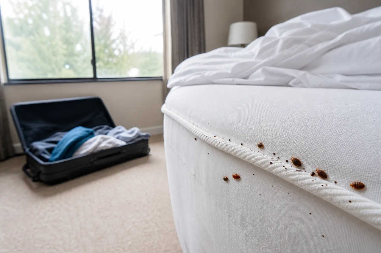 Valise au sol et couture de matelas : vecteurs de punaises de lit à la rentrée